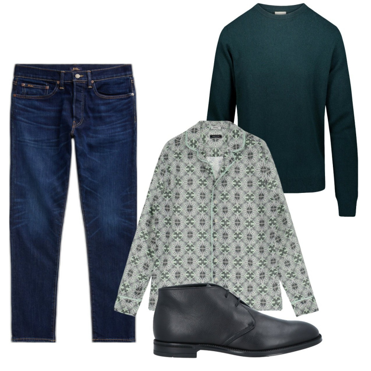 Outfit uomo - Fresco in camicia. Stile Casual per Tutti i giorni. Abbinamento con stivali e stivaletti, camicie, jeans, maglieria.