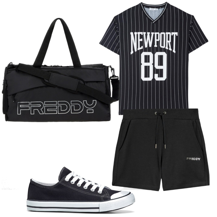 Outfit donna - Total look #1820943. Stile Basic per Sport. Abbinamento con scarpe sportive, t-shirt, borse sportive, pantaloni corti.