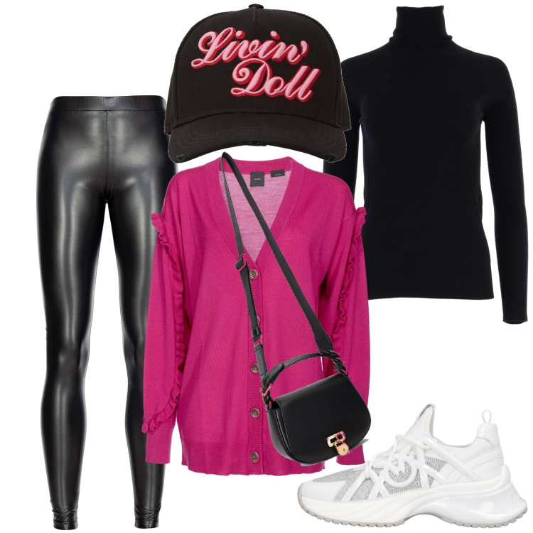 Outfit donna - Lo stile rilassato. Stile Sporty chic per Tutti i giorni. Abbinamento con cardigans, leggings, sneakers, borse a tracolla, maglieria, cappelli.