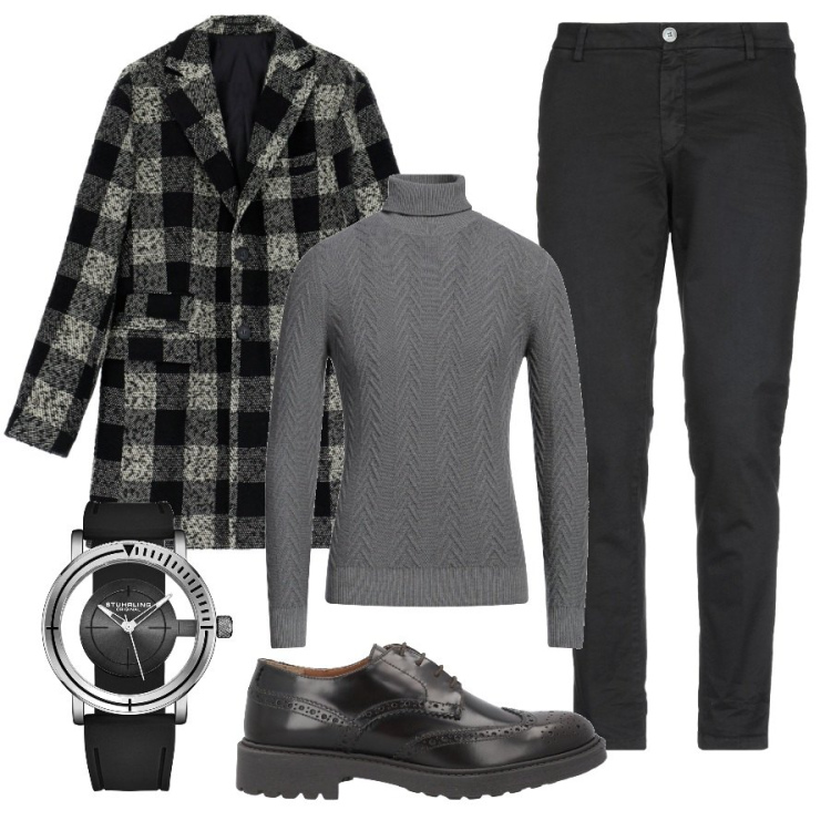 Outfit uomo - Total look #1821189. Stile Business/Elegante per Serata speciale. Abbinamento con cappotti, scarpe stringate, maglieria, orologi, pantaloni.