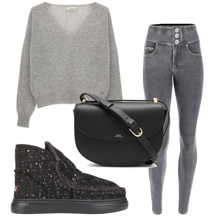 Outfit donna - Total look #1821512. Stile Basic per Tutti i giorni. Abbinamento con stivaletti, jeans skinny, pullovers, borse a tracolla.