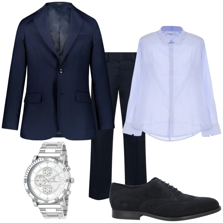 Outfit uomo - Total look #1821520. Stile Business/Elegante per Ufficio. Abbinamento con scarpe stringate, orologi, camicie, pantaloni, giacche.