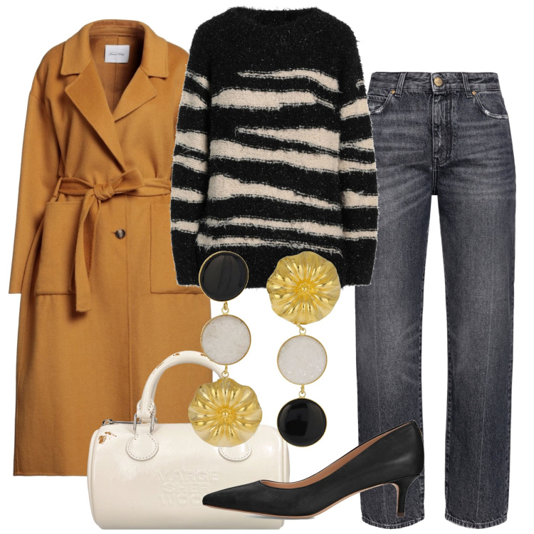 Outfit donna - Bold jewelry, che passione!. Stile Casual chic per Tutti i giorni. Abbinamento con pullovers, cappotti, jeans boyfriend, décolleté, orecchini, borse a mano.