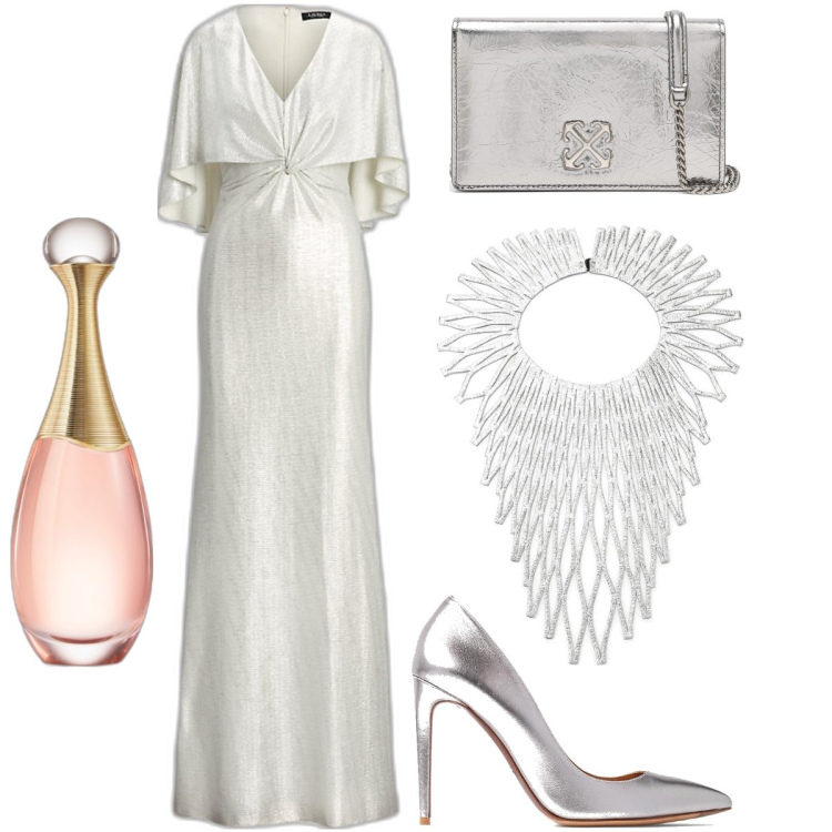 Outfit donna - Brillare come una stella. Stile Chic per Cerimonia. Abbinamento con profumi, vestiti, décolleté, collane, clutch.