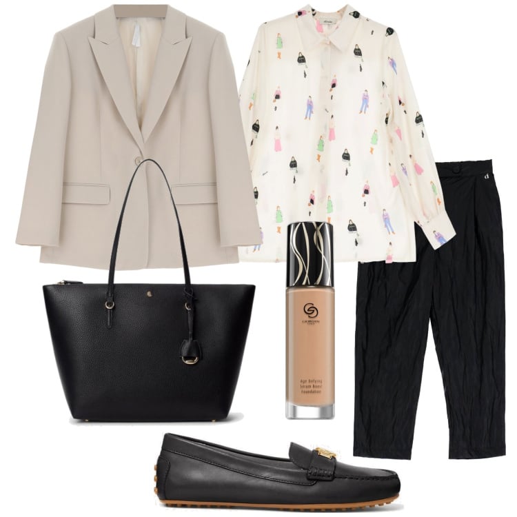 Outfit donna - La bag Lauren. Stile Trendy per Tutti i giorni. Abbinamento con fondotinta, blazer, borse tote, mocassini, camicie, pantaloni.