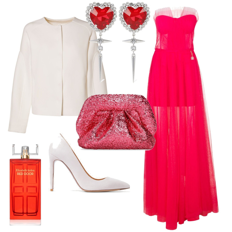 Outfit donna - Bon ton cerimonia. Stile Bon Ton per Cerimonia. Abbinamento con profumi, vestiti lunghi, décolleté, blazer, pochette, orecchini.