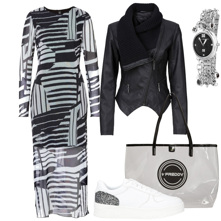 Outfit donna - Meravigliose sneakers twinset. Stile Trendy per Tutti i giorni. Abbinamento con sneakers, orologi, blazer, vestiti, shopping bag.