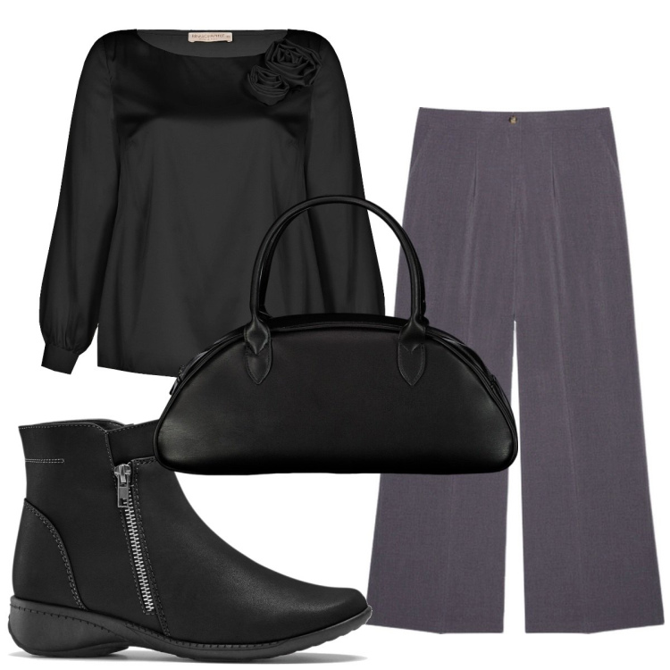Outfit donna - Total look #1821915. Stile Basic per Tutti i giorni. Abbinamento con stivaletti, bluse, pantaloni a palazzo, borse a spalla.