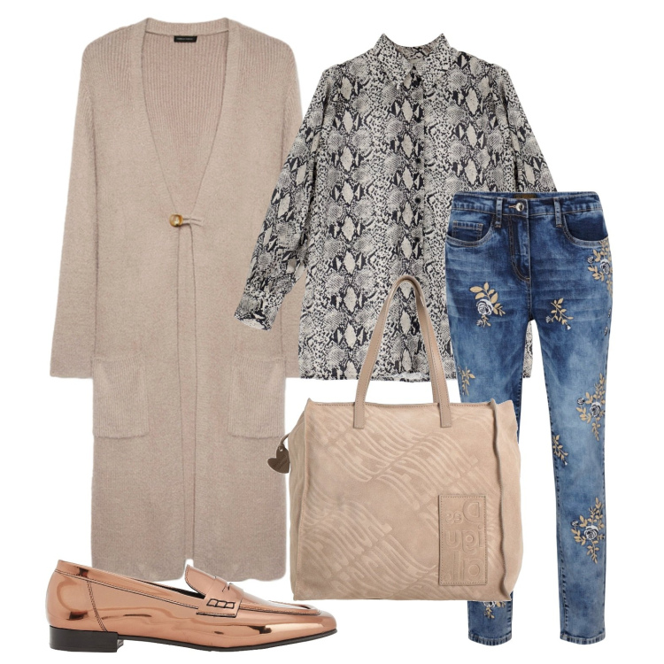 Outfit donna - Ghost outfitter - febbraio. Stile Casual per Ufficio. Abbinamento con jeans, mocassini, borse a mano, camicie, cardigans.