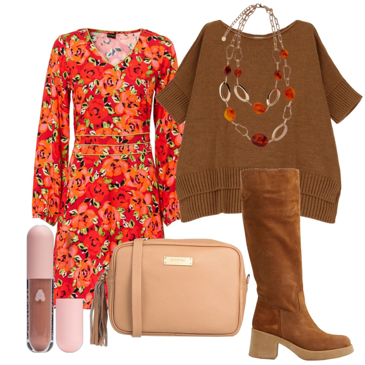 Outfit donna - Ghost outfitter - febbraio. Stile Boho per Tutti i giorni. Abbinamento con vestiti, stivali, borse a tracolla, gloss, pullovers, ciondoli.