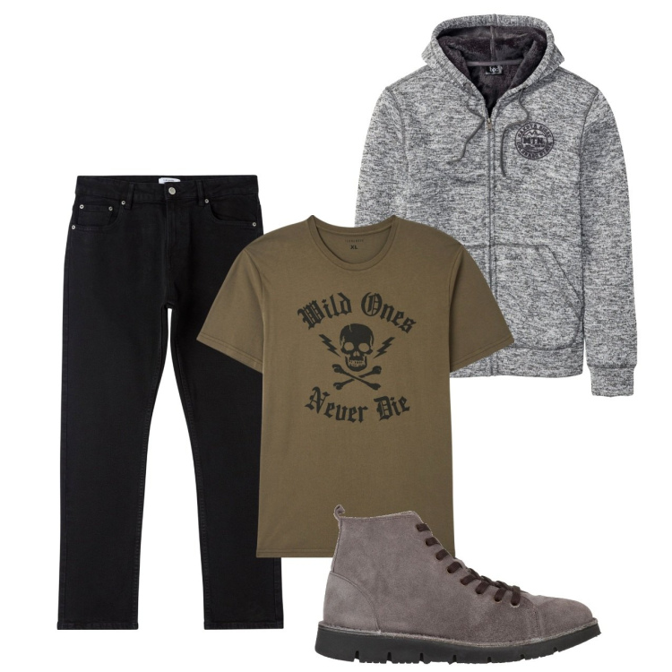 Outfit uomo - Felpa e tshirt. Stile Urban per Tutti i giorni. Abbinamento con giacche, stivali e stivaletti, t-shirt, pantaloni.