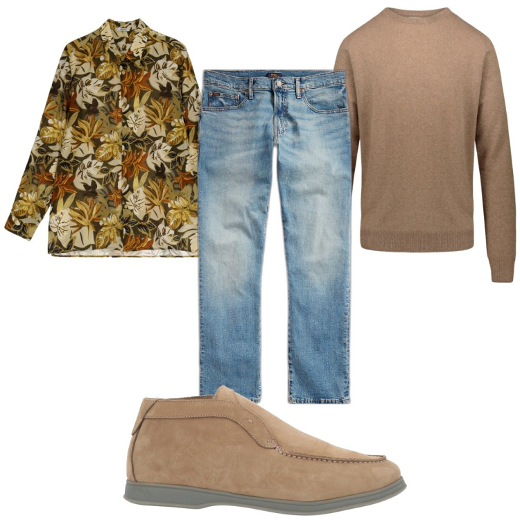Outfit uomo - Total look #1822028. Stile Casual per Tutti i giorni. Abbinamento con stivali e stivaletti, camicie, jeans, maglieria.