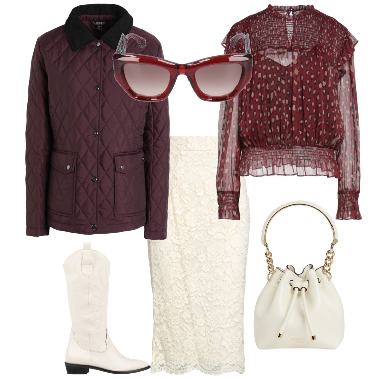 Outfit donna - Trendy per l ufficio. Stile Trendy per Ufficio. Abbinamento con stivali, top, gonne longuette, cappotti, occhiali da sole, borse a mano.