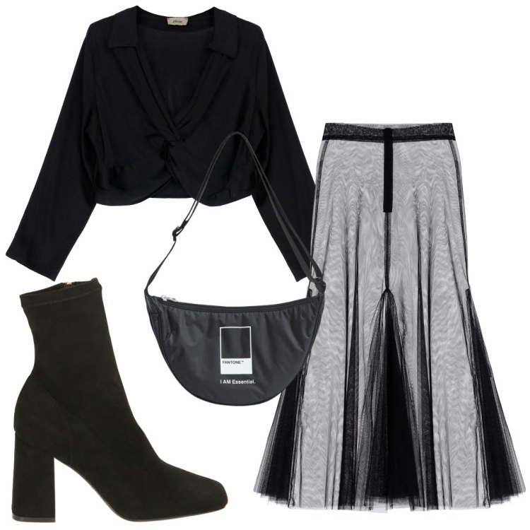Outfit donna - Total look #1822071. Stile Trendy per Tutti i giorni. Abbinamento con marsupi, gonne lunghe, stivaletti, camicie.