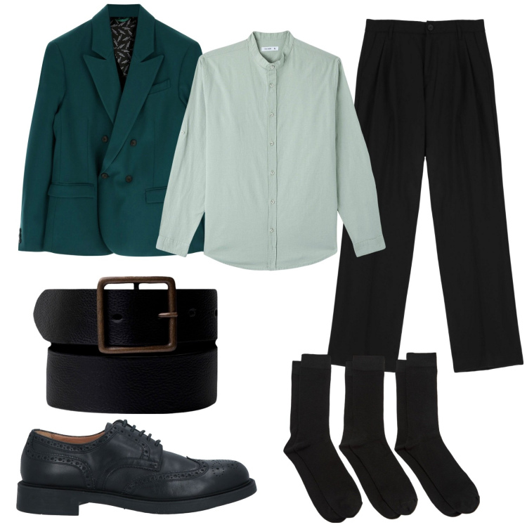 Outfit uomo - Business man in low cost. Stile Business/Elegante per Ufficio. Abbinamento con scarpe stringate, camicie, calzini, cappotti, pantaloni, cinture.