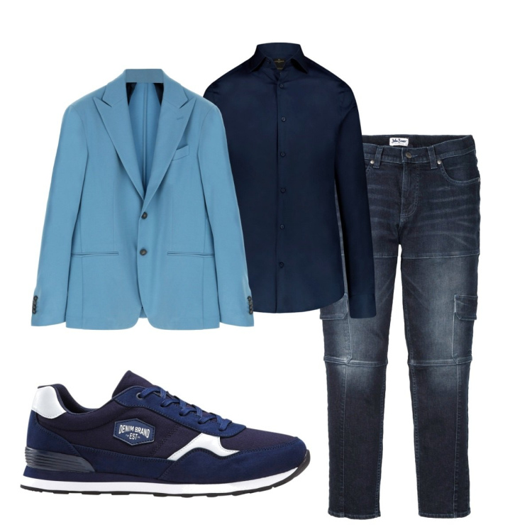 Outfit uomo - Total look #1822290. Stile Trendy per Tutti i giorni. Abbinamento con jeans slim fit, sneakers, giacche, camicie.