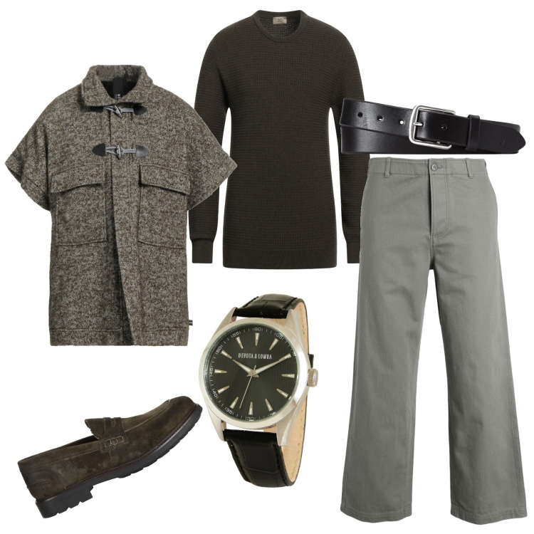 Outfit uomo - Trendy con i mocassini. Stile Trendy per Tutti i giorni. Abbinamento con cinture, orologi, scarpe stringate, pullovers, pantaloni, montgomery.