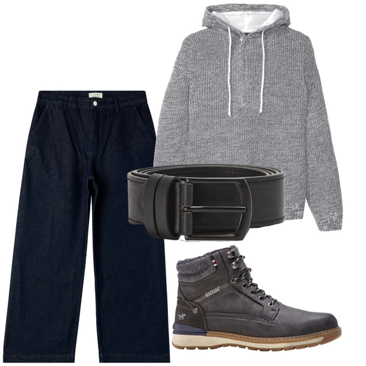 Outfit uomo - Flare. Stile Urban per Tutti i giorni. Abbinamento con maglieria, stivali e stivaletti, jeans, cinture.