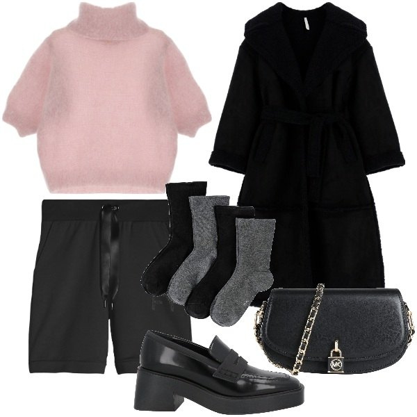 Outfit donna - Preppy. Stile Preppy per Tutti i giorni. Abbinamento con calzini, mocassini, borse a tracolla, cappotti, pantaloni corti, maglieria.