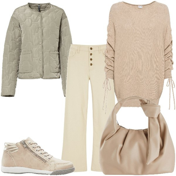 Outfit donna - Total look #1822846. Stile Basic Abbinamento con borse a mano, sneakers alte, jeans, giacche, maglieria.