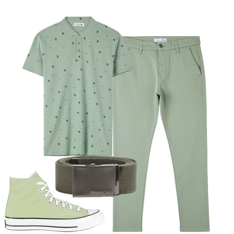 Outfit uomo - Printemps. Stile Urban per Tutti i giorni. Abbinamento con sneakers alte, pantaloni skinny, t-shirt, cinture.