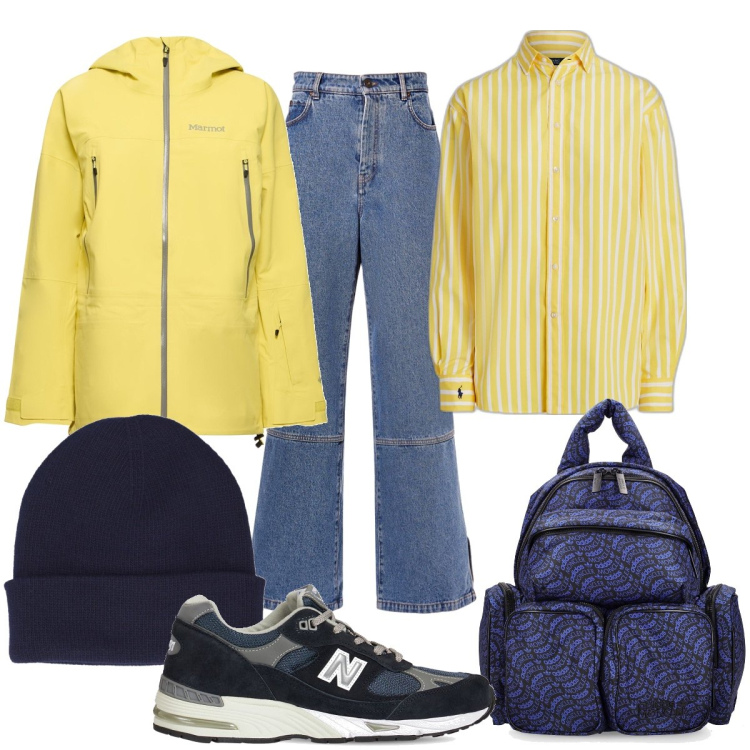 Outfit donna - Total look #1823031. Stile Urban Abbinamento con camicie, zaini, cappelli, jeans, cappotti, sneakers.