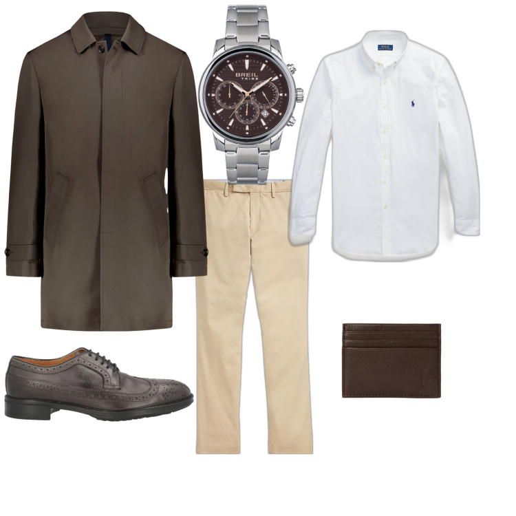 Outfit uomo - Trendy per l ufficio. Stile Trendy per Ufficio. Abbinamento con orologi, scarpe stringate, camicie, pantaloni chino, portafogli, giacche.