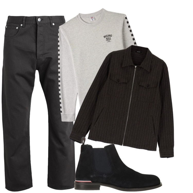 Outfit uomo - Nero city. Stile Urban per Serata speciale. Abbinamento con pantaloni, stivali e stivaletti, felpe, camicie.