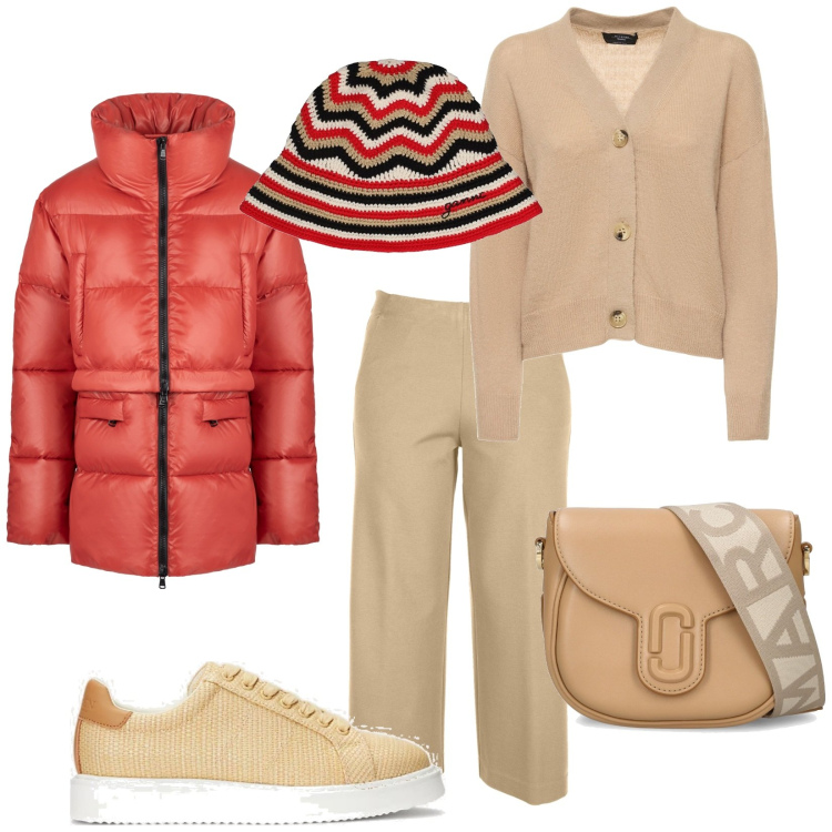 Outfit donna - Total look #1823243. Stile Casual chic per Tutti i giorni. Abbinamento con sneakers, piumini, cappelli, pantaloni, cardigans, borse a spalla.