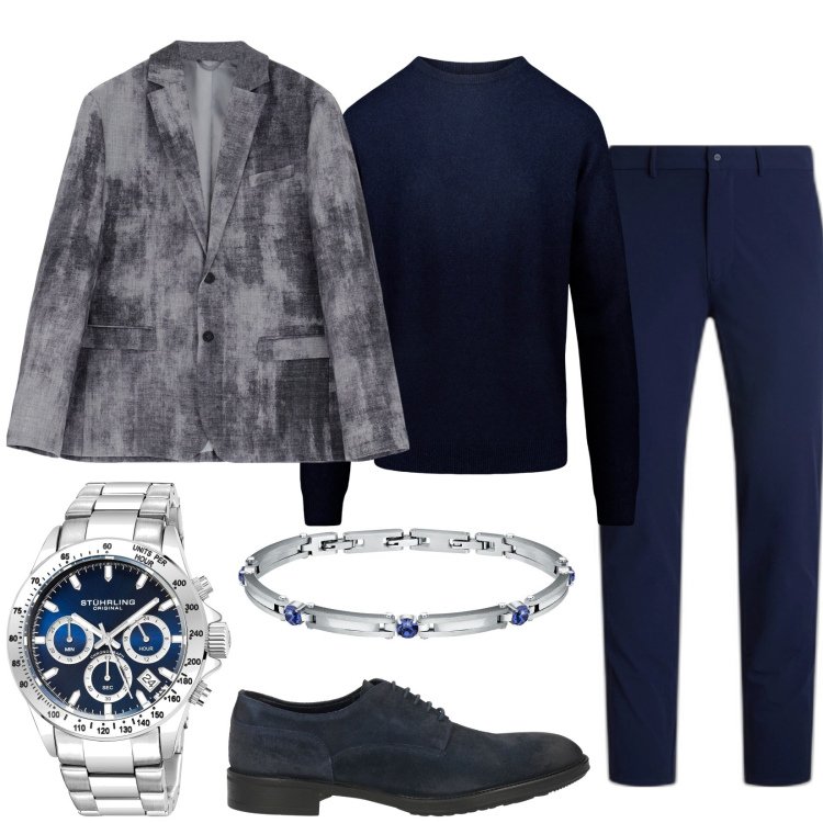 Outfit uomo - Total look #1823270. Stile Business/Elegante per Serata speciale. Abbinamento con scarpe stringate, orologi, braccialetti, giacche, pantaloni, maglieria.