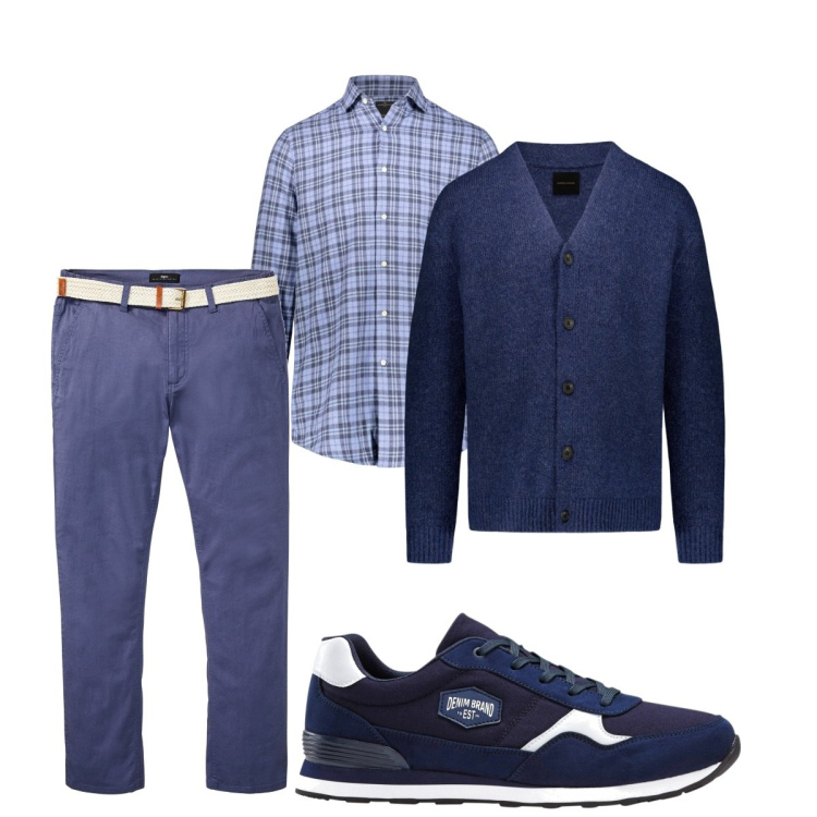 Outfit uomo - Casual con stile. Stile Casual per Tutti i giorni. Abbinamento con sneakers, pantaloni chino, cardigans, camicie.