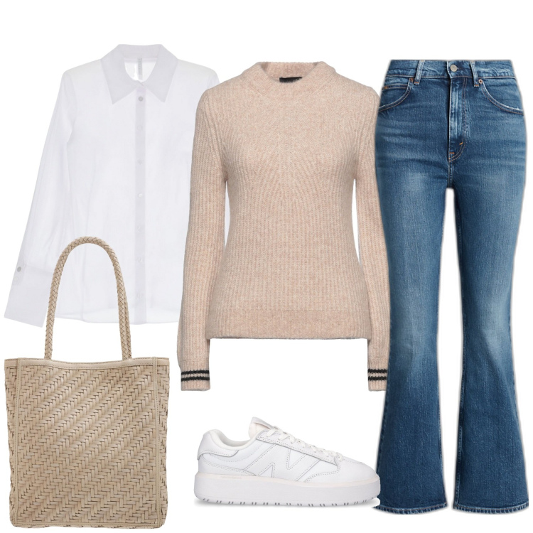 Outfit donna - Total look #1823409. Stile Basic per Scuola/Università. Abbinamento con pullovers, camicie, jeans, sneakers, borse tote.