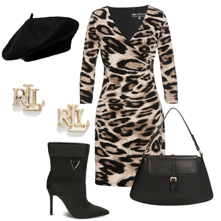 Outfit donna - Di tendenza. Stile Trendy per Tutti i giorni. Abbinamento con vestiti, stivaletti, borse a spalla, orecchini, cappelli e berretti.