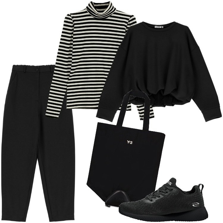 Outfit donna - Oversize-Febbraio. Stile Minimal per Tutti i giorni. Abbinamento con sneakers, t-shirt, felpe, pantaloni cargo, shopping bag.