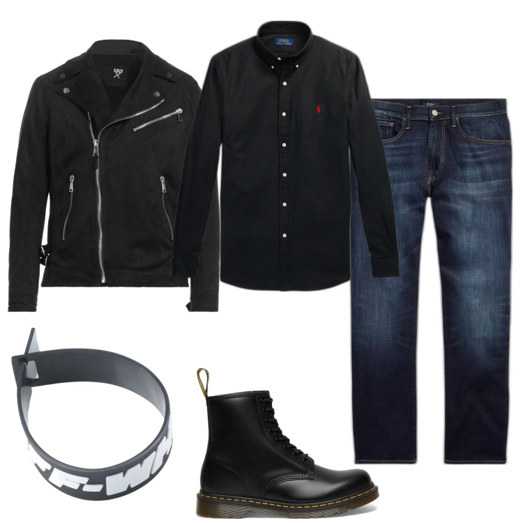 Outfit uomo - Una birra in compagnia. Stile Trendy per Serata speciale. Abbinamento con cappotti, braccialetti, jeans dritti, camicie, stivali.