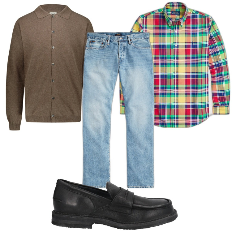 Outfit uomo - Total look #1823784. Stile Trendy per Tutti i giorni. Abbinamento con scarpe stringate, jeans, camicie, polo.
