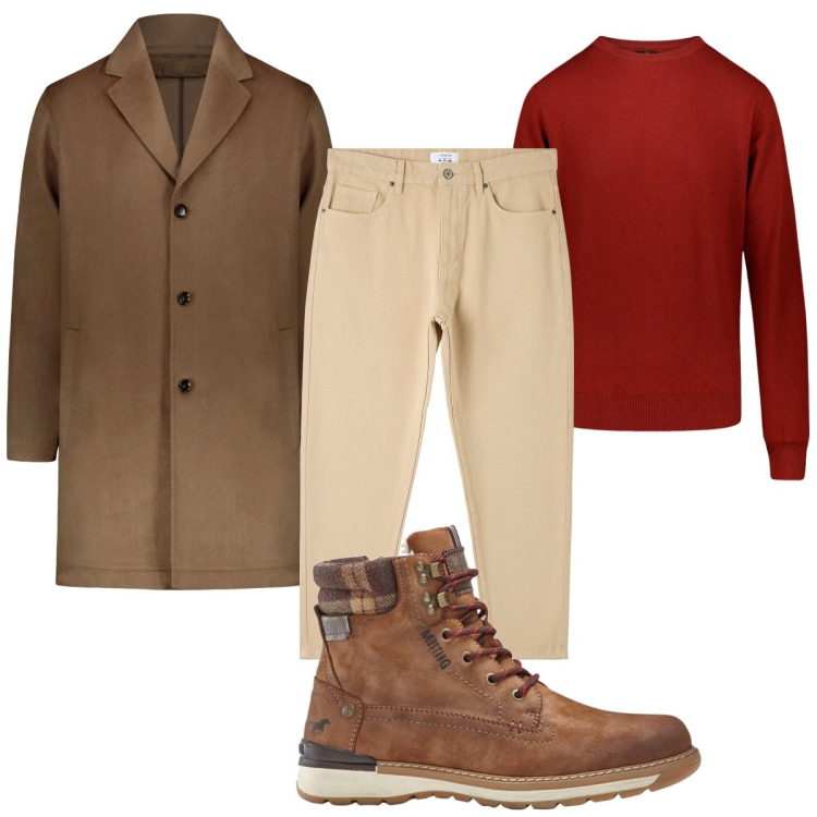 Outfit uomo - Total look #1823791. Stile Casual per Tutti i giorni. Abbinamento con stivali e stivaletti, pantaloni, maglieria, cappotti.