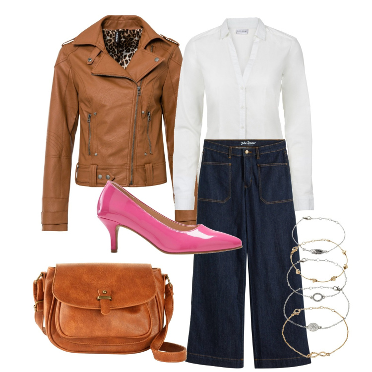 Outfit donna - Ghost outfitter - febbraio. Stile Trendy per Serata fuori. Abbinamento con camicie, braccialetti con ciondoli, borse a tracolla, jeans, cappotti, décolleté.