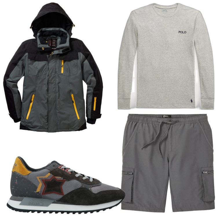 Outfit uomo - Total look #1823869. Stile Casual per Sport. Abbinamento con giacche, bermuda, sneakers, maglieria.