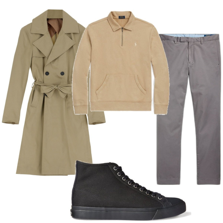 Outfit uomo - Total look #1823875. Stile Casual per Tutti i giorni. Abbinamento con cappotti, felpe, sneakers, pantaloni chino.