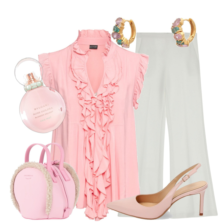 Outfit donna - City. Stile Romantica per Tutti i giorni. Abbinamento con maglieria, zaini, orecchini, profumi, pantaloni, décolleté.