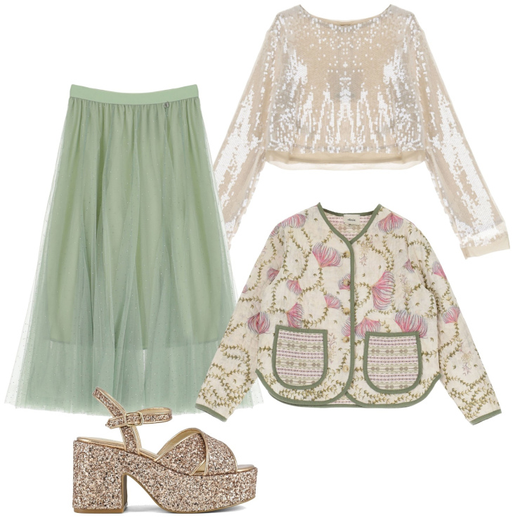 Outfit donna - Dixie primavera marsigliese. Stile Casual chic per Serata fuori. Abbinamento con blazer, gonne lunghe, camicie, sandali.