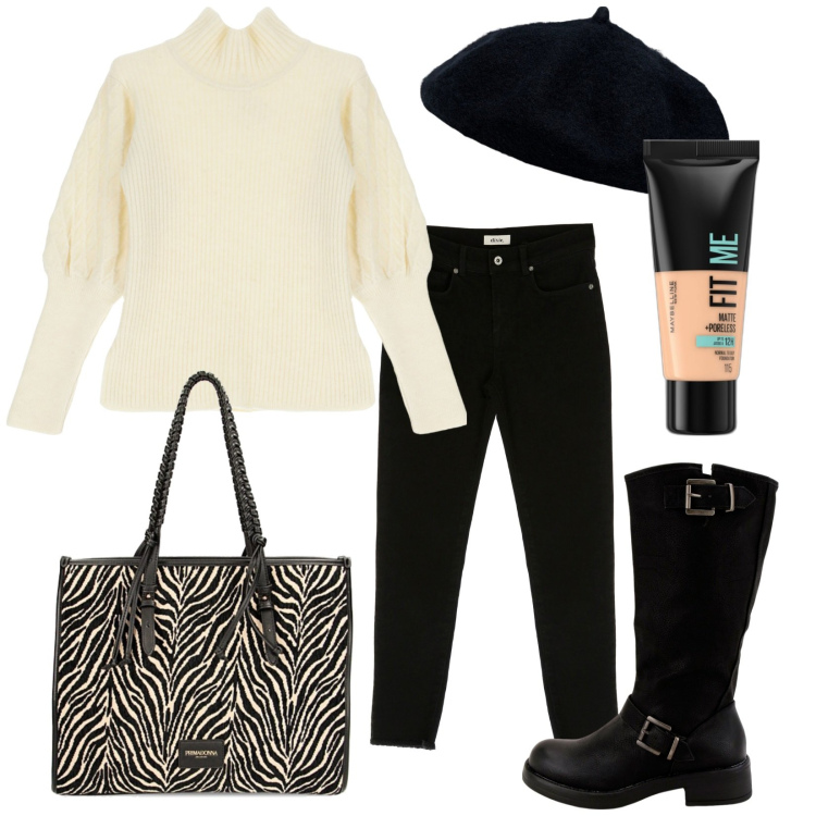 Outfit donna - Total look #1824774. Stile Basic per Tutti i giorni. Abbinamento con fondotinta, stivali, maglieria, borse a spalla, pantaloni, cappelli e berretti.