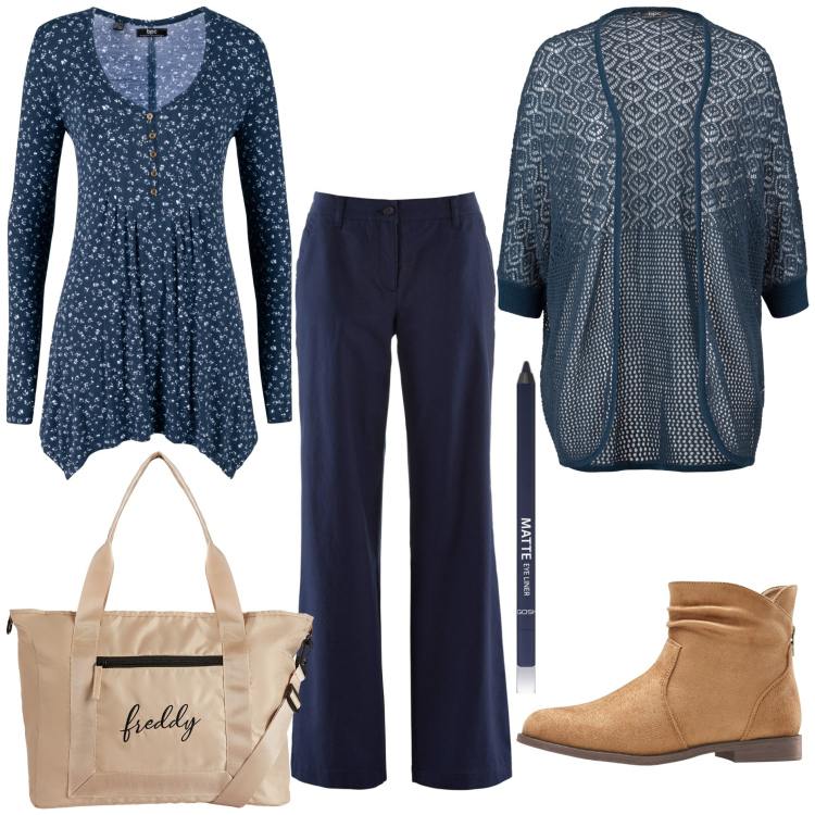 Outfit donna - Basic curvy Bantoa SS24. Stile Basic per Tutti i giorni. Abbinamento con pantaloni, maglieria, cardigans, stivaletti, eyeliner, borse tote.