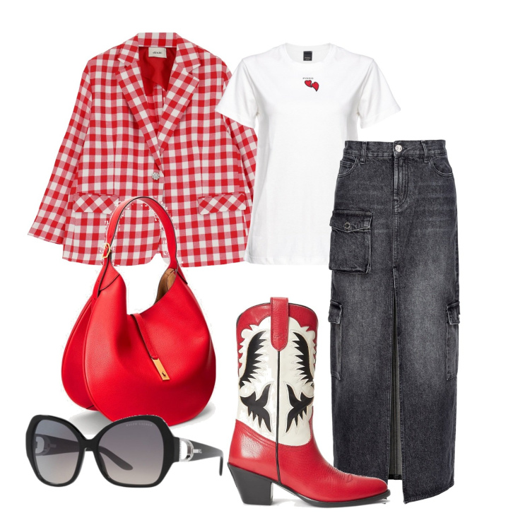 Outfit donna - Ghost outfitter - febbraio. Stile Glamour per Tutti i giorni. Abbinamento con gonne lunghe, t-shirt, blazer, occhiali da sole, stivaletti texani, borse a spalla.