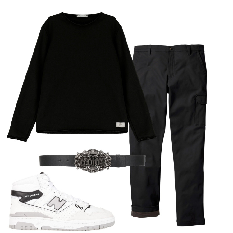 Outfit uomo - Total look #1825060. Stile Urban per Tutti i giorni. Abbinamento con pantaloni cargo, cinture, sneakers alte, felpe.