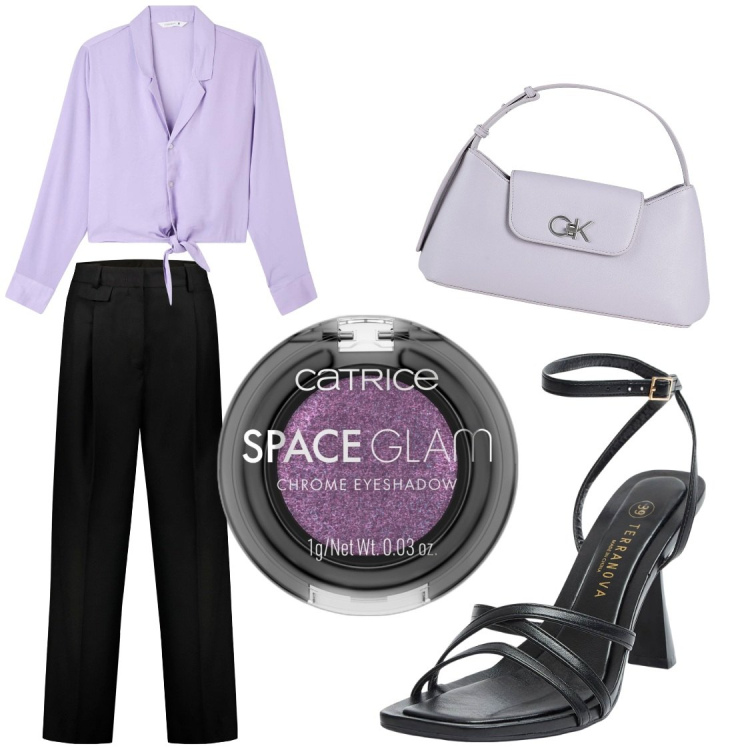 Outfit donna - Total look #1825371. Stile Basic per Ufficio. Abbinamento con borse a mano, ombretti, camicie, sandali col tacco, pantaloni.