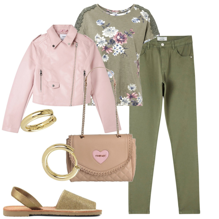 Outfit donna - City. Stile Urban per Tutti i giorni. Abbinamento con maglieria, borse a spalla, orecchini, pantaloni, giacche, sandali in pelle.