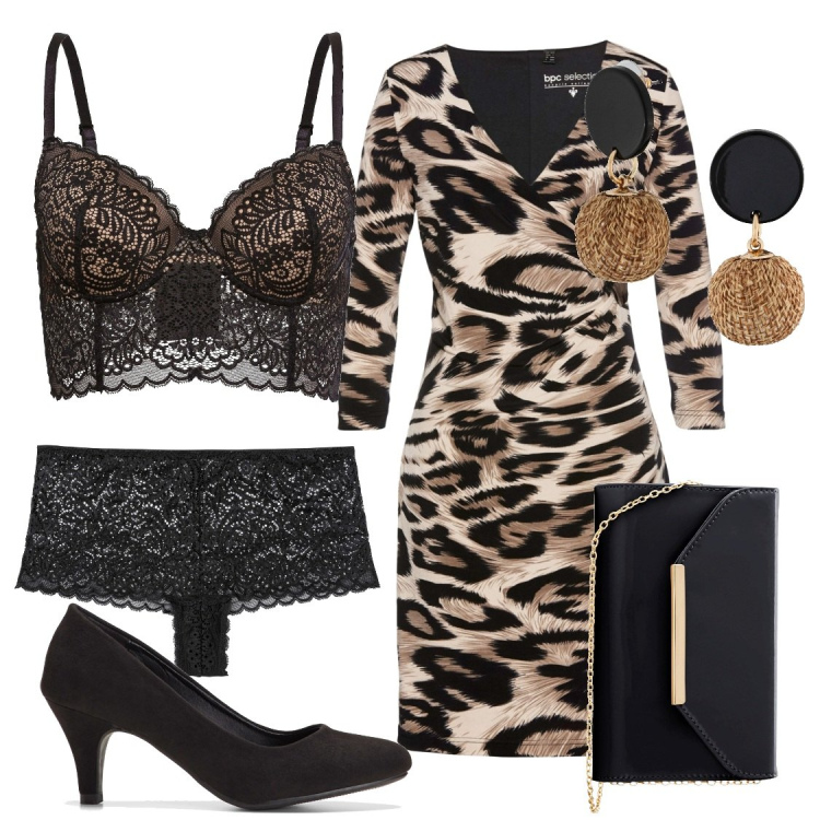 Outfit donna - Bonprix. Abbinamento con décolleté, orecchini, vestiti, reggiseni, culotte, pochette.