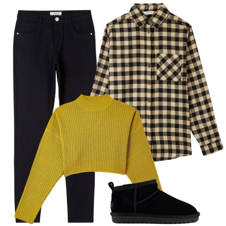 Outfit donna - Total look #1825939. Abbinamento con maglieria, camicie, pantaloni, stivali.